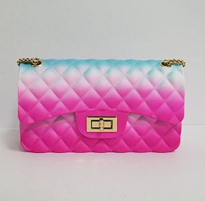 Rainbow Ombre Quilted Crossbody Bag