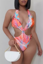 Load image into Gallery viewer, Marble Print Backless Strap Swimwear
