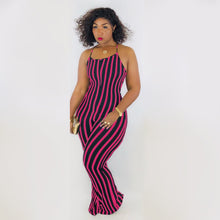 Load image into Gallery viewer, Striped Straps Backless Jumpsuits
