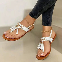 Load image into Gallery viewer, Tassel and Metal Accent Thong Sandals

